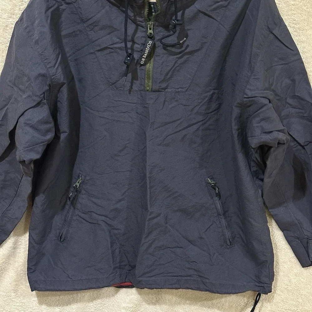 G.H. Bass & Co Navy Medium Windbreaker‎ 1/4 Zip Jacket Anorak Hiking Outdoor